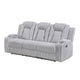 Phil Reclining Sofa with Tab Pull | Cup Holders | Light Gray Corduroy