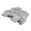 Phil Reclining Sofa with Tab Pull | Cup Holders | Light Gray Corduroy