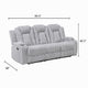 Phil Reclining Sofa with Tab Pull | Cup Holders | Light Gray Corduroy