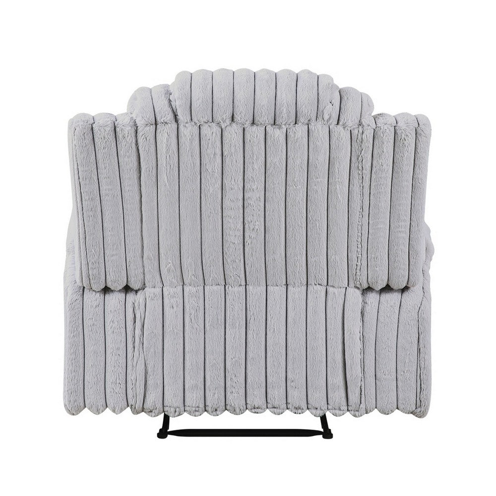 Phil Tab-Pull Recliner Chair with Cup Holders | Light Gray Corduroy
