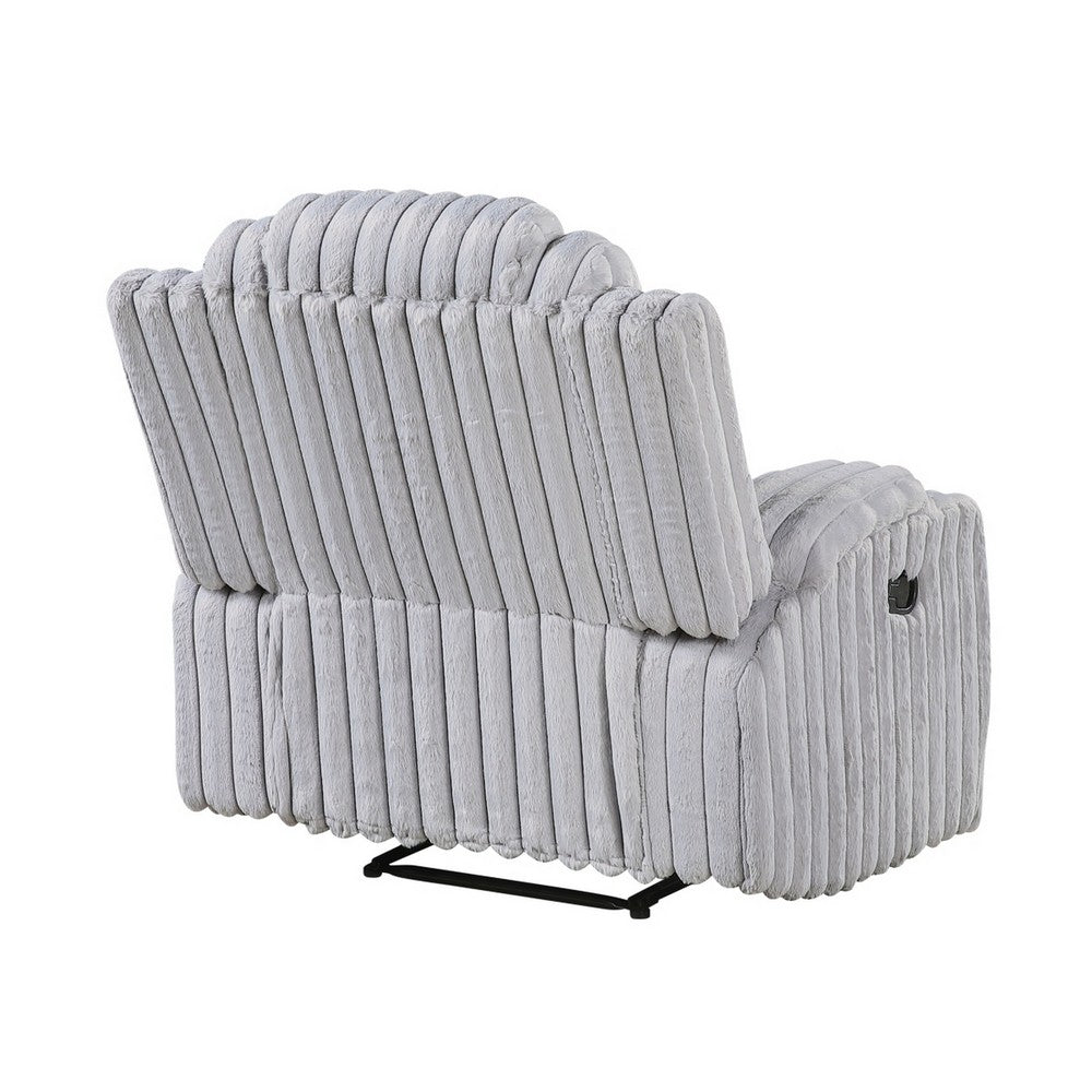 Phil Tab-Pull Recliner Chair with Cup Holders | Light Gray Corduroy
