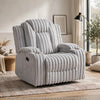Phil Tab-Pull Recliner Chair with Cup Holders | Light Gray Corduroy