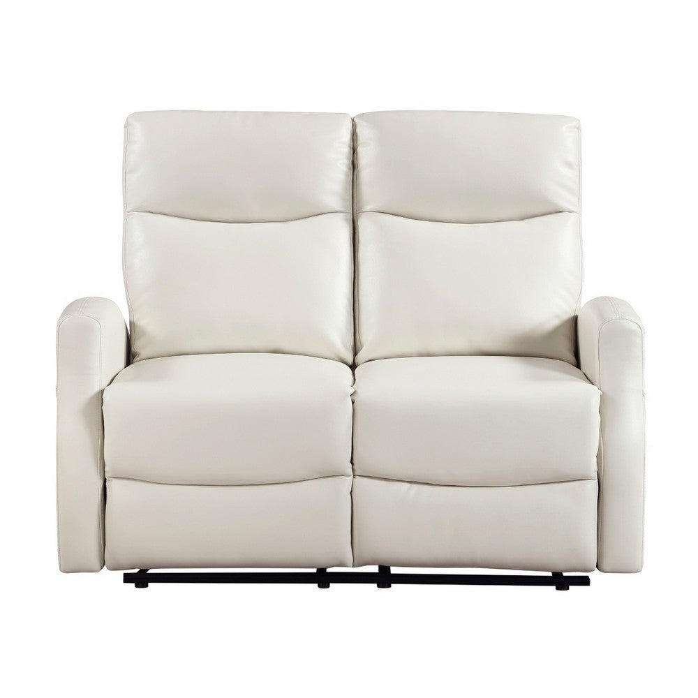 Henly Double Reclining Loveseat | Magazine Pockets | Beige Faux Leather