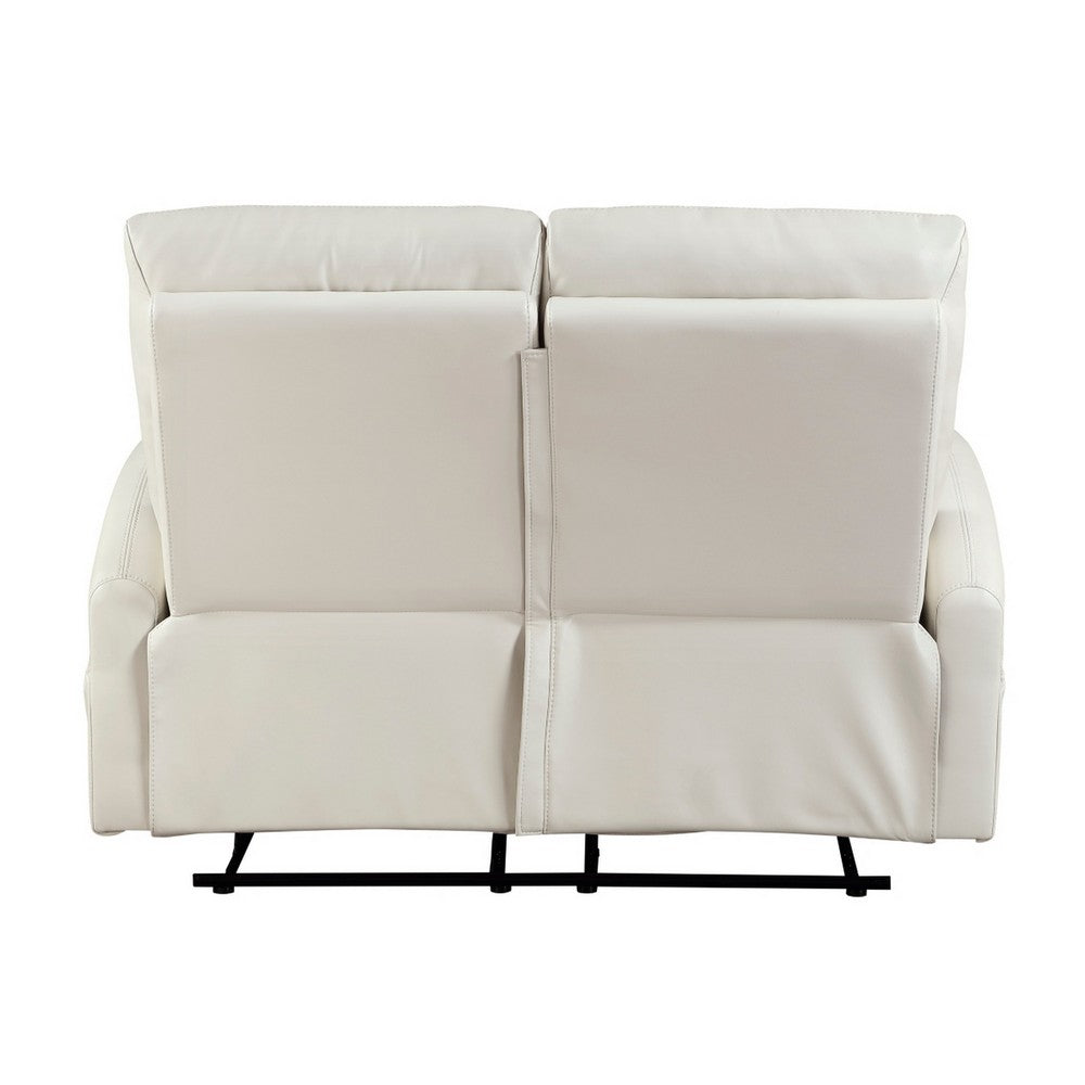 Henly Double Reclining Loveseat | Magazine Pockets | Beige Faux Leather