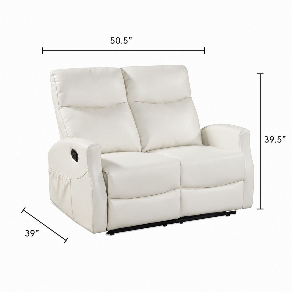 Henly Double Reclining Loveseat | Magazine Pockets | Beige Faux Leather