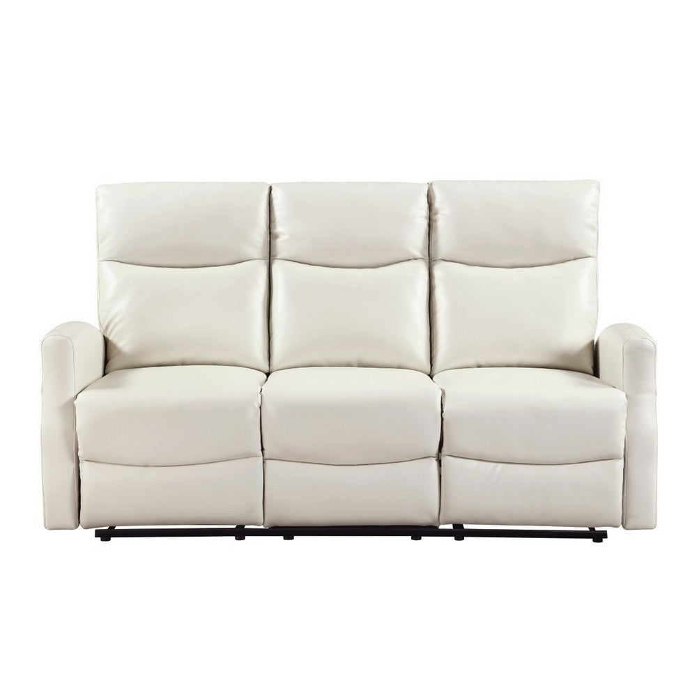 Henly Double Reclining Sofa with Magazine Pockets | Beige Faux Leather