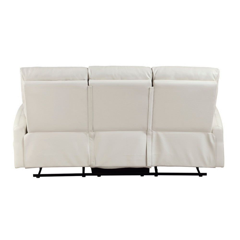 Henly Double Reclining Sofa with Magazine Pockets | Beige Faux Leather