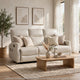 Henly Double Reclining Sofa with Magazine Pockets | Beige Faux Leather