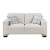Covey Loveseat with 2 Pillows and Rubberwood Legs | Beige Chenille