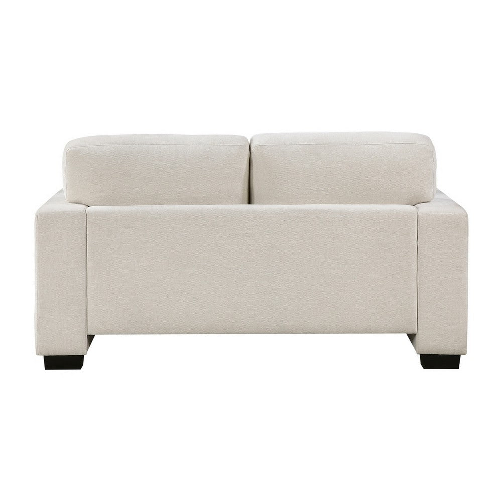Covey Loveseat with 2 Pillows and Rubberwood Legs | Beige Chenille
