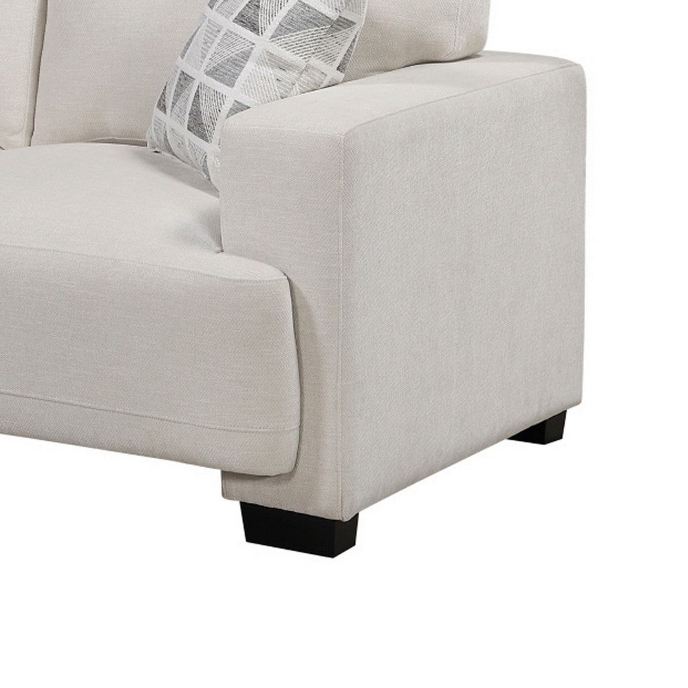 Covey Loveseat with 2 Pillows and Rubberwood Legs | Beige Chenille