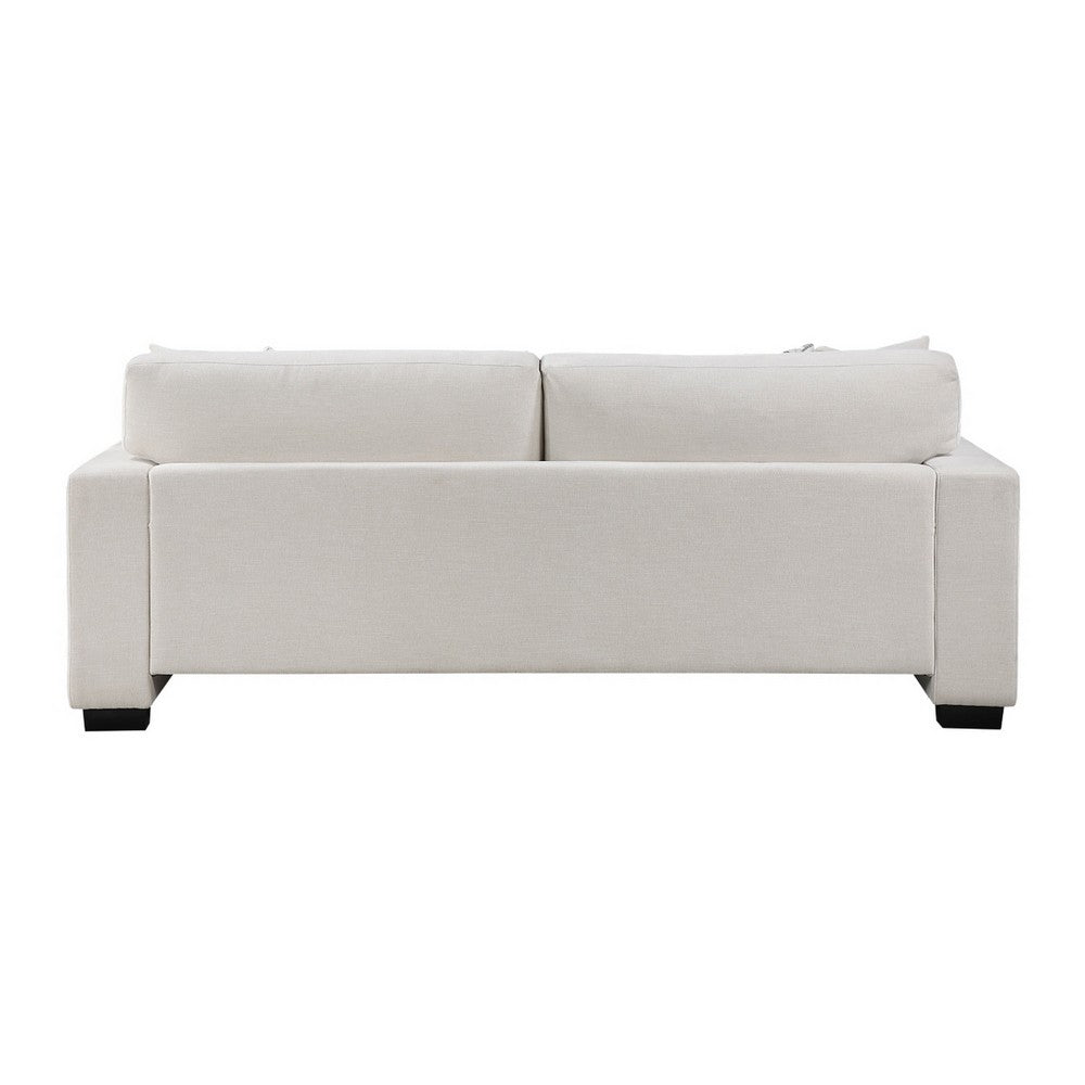 Covey Sofa with 4 Accent Pillows | Rubberwood Legs | Beige Chenille