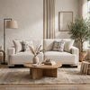 Covey Sofa with 4 Accent Pillows | Rubberwood Legs | Beige Chenille