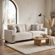 Covey Sofa with 4 Accent Pillows | Rubberwood Legs | Beige Chenille