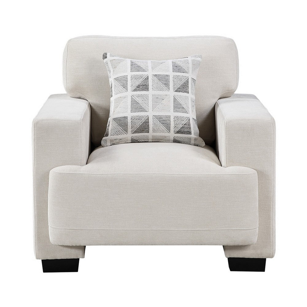 Covey Accent Chair with 1 Pillow and Rubberwood Legs | Beige Chenille