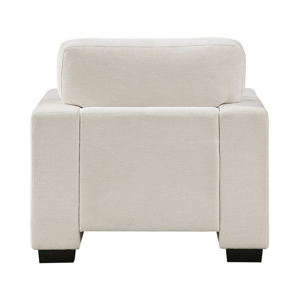 Covey Accent Chair with 1 Pillow and Rubberwood Legs | Beige Chenille