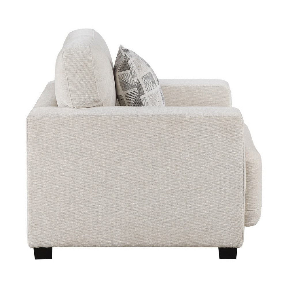 Covey Accent Chair with 1 Pillow and Rubberwood Legs | Beige Chenille