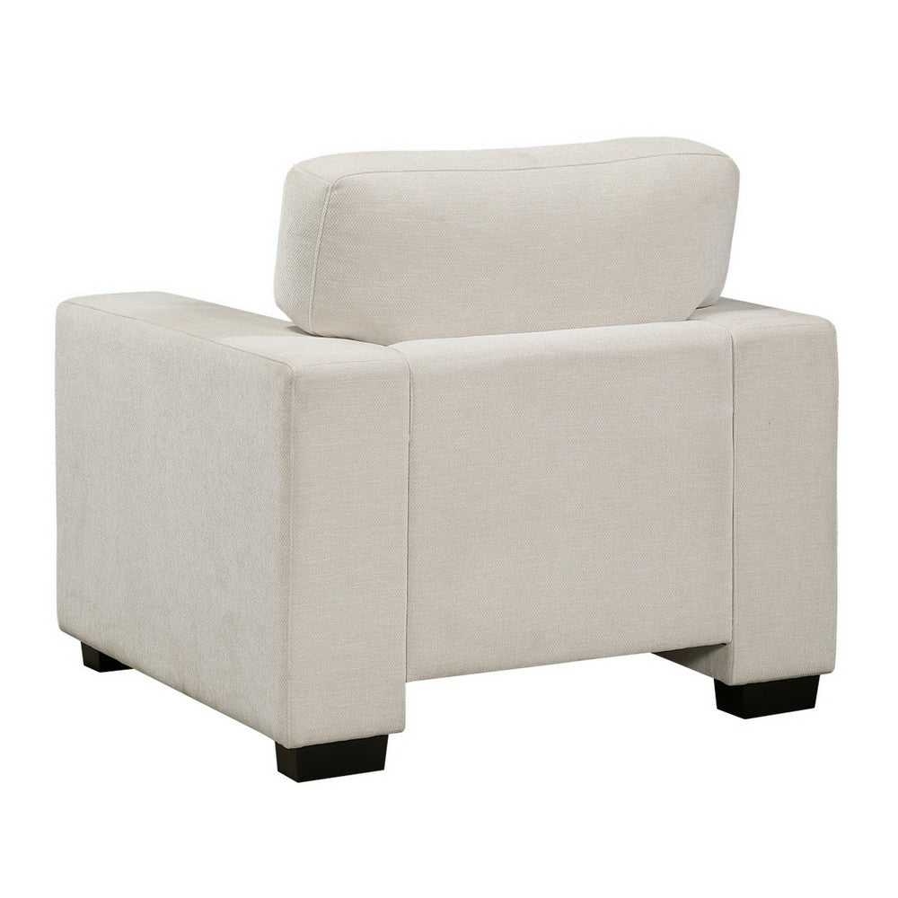 Covey Accent Chair with 1 Pillow and Rubberwood Legs | Beige Chenille