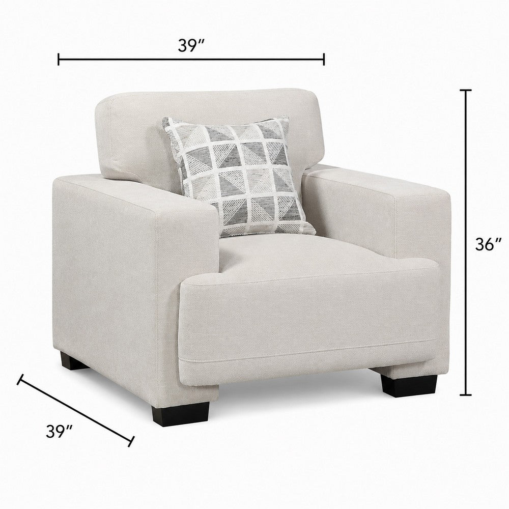 Covey Accent Chair with 1 Pillow and Rubberwood Legs | Beige Chenille