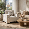 Covey Accent Chair with 1 Pillow and Rubberwood Legs | Beige Chenille