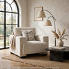 Covey Accent Chair with 1 Pillow and Rubberwood Legs | Beige Chenille