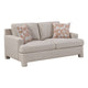 Evany Loveseat with 2 Accent Pillows | Upholstered Legs | Taupe Chenille
