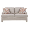 Evany Loveseat with 2 Accent Pillows | Upholstered Legs | Taupe Chenille