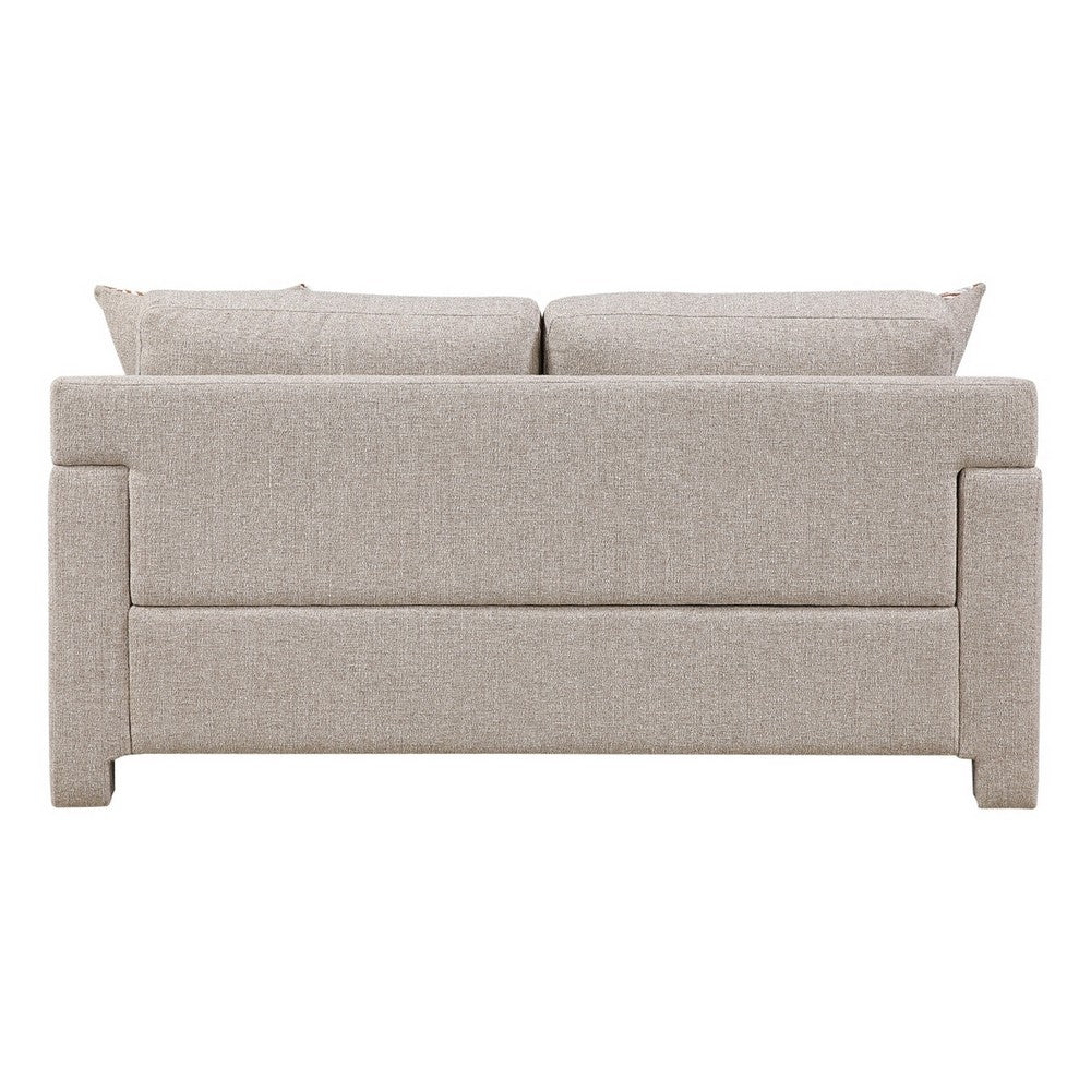 Evany Loveseat with 2 Accent Pillows | Upholstered Legs | Taupe Chenille
