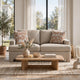 Evany Loveseat with 2 Accent Pillows | Upholstered Legs | Taupe Chenille
