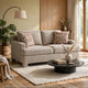 Evany Loveseat with 2 Accent Pillows | Upholstered Legs | Taupe Chenille