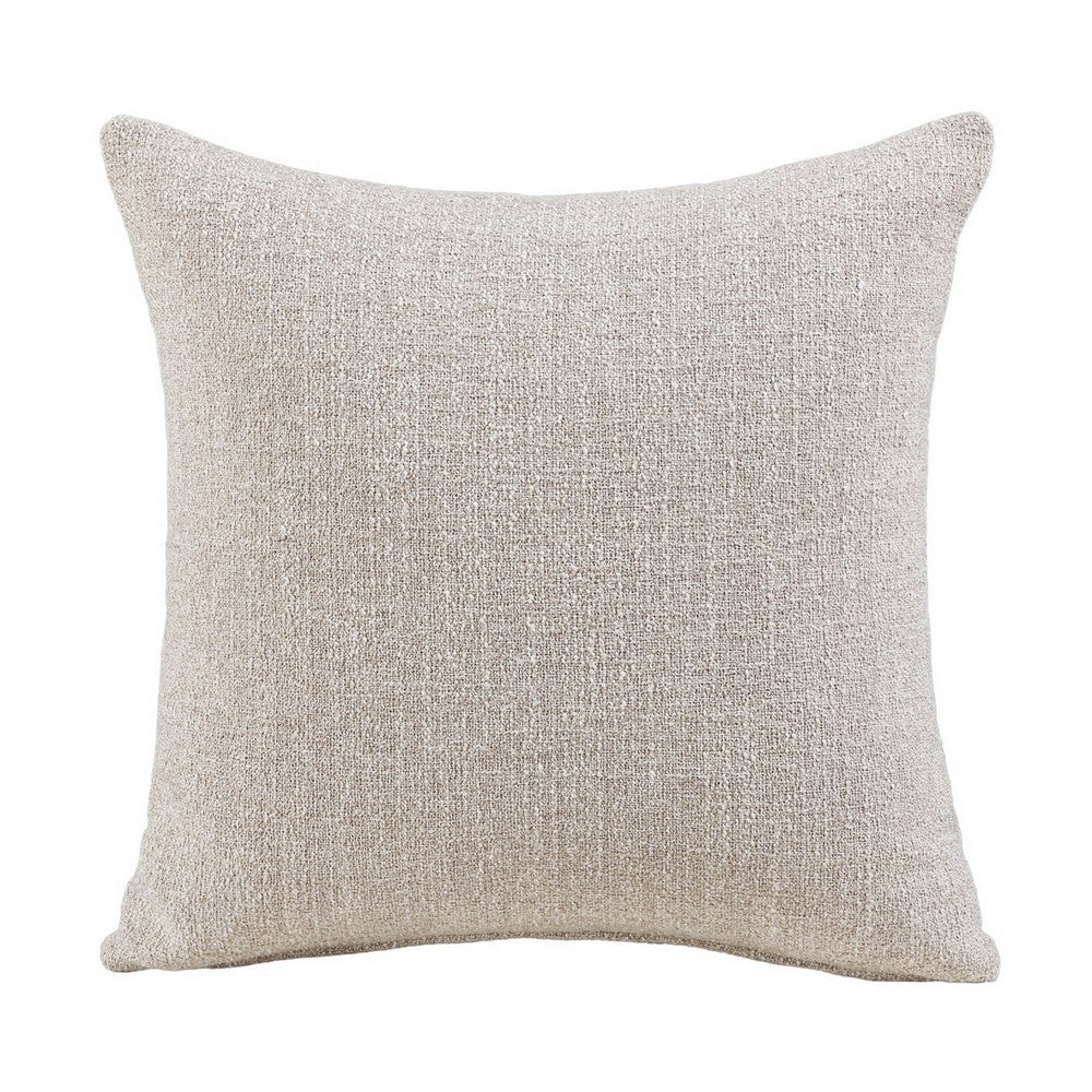 Evany Sofa with 4 Accent Pillows | Upholstered Legs | Taupe Chenille