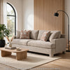 Evany Sofa with 4 Accent Pillows | Upholstered Legs | Taupe Chenille
