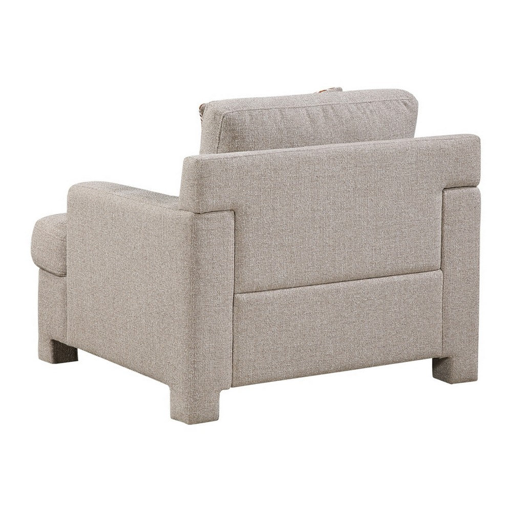 Evany Accent Chair with 1 Pillow and Upholstered Legs | Taupe Chenille