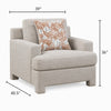 Evany Accent Chair with 1 Pillow and Upholstered Legs | Taupe Chenille