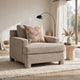 Evany Accent Chair with 1 Pillow and Upholstered Legs | Taupe Chenille