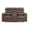 Meloni Glider Reclining Loveseat | Console and Holders | Brown Fabric