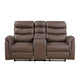 Meloni Glider Reclining Loveseat | Console and Holders | Brown Fabric