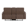 Meloni Glider Reclining Loveseat | Console and Holders | Brown Fabric