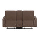 Meloni Glider Reclining Loveseat | Console and Holders | Brown Fabric