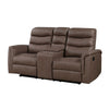 Meloni Glider Reclining Loveseat | Console and Holders | Brown Fabric