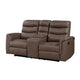 Meloni Glider Reclining Loveseat | Console and Holders | Brown Fabric