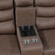 Meloni Glider Reclining Loveseat | Console and Holders | Brown Fabric