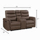 Meloni Glider Reclining Loveseat | Console and Holders | Brown Fabric