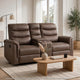 Meloni Glider Reclining Loveseat | Console and Holders | Brown Fabric