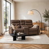Meloni Glider Reclining Loveseat | Console and Holders | Brown Fabric