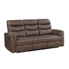 Meloni Double Glider Reclining Sofa | Drop-Down Table | Brown Microfiber