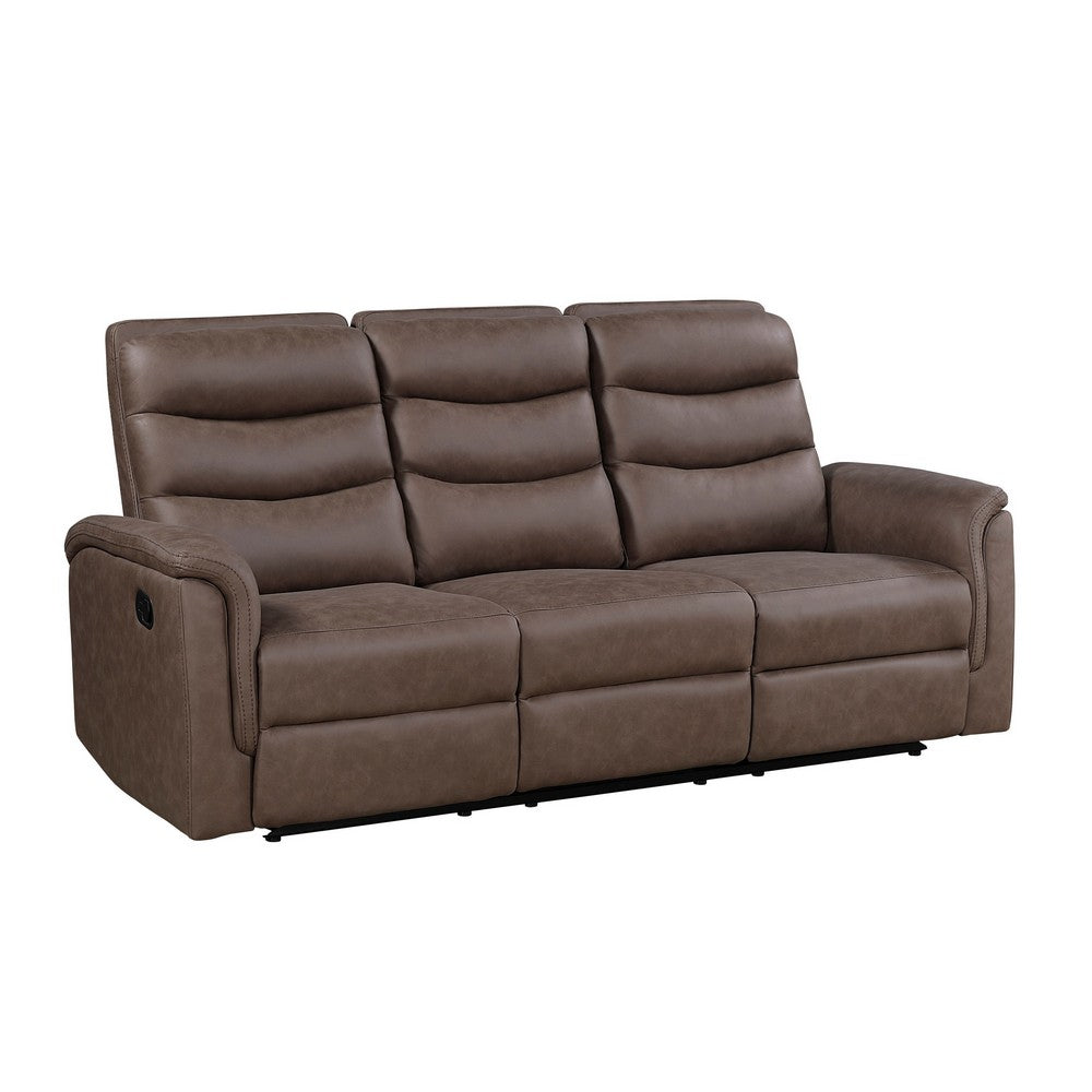Meloni Double Glider Reclining Sofa | Drop-Down Table | Brown Microfiber