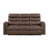 Meloni Double Glider Reclining Sofa | Drop-Down Table | Brown Microfiber