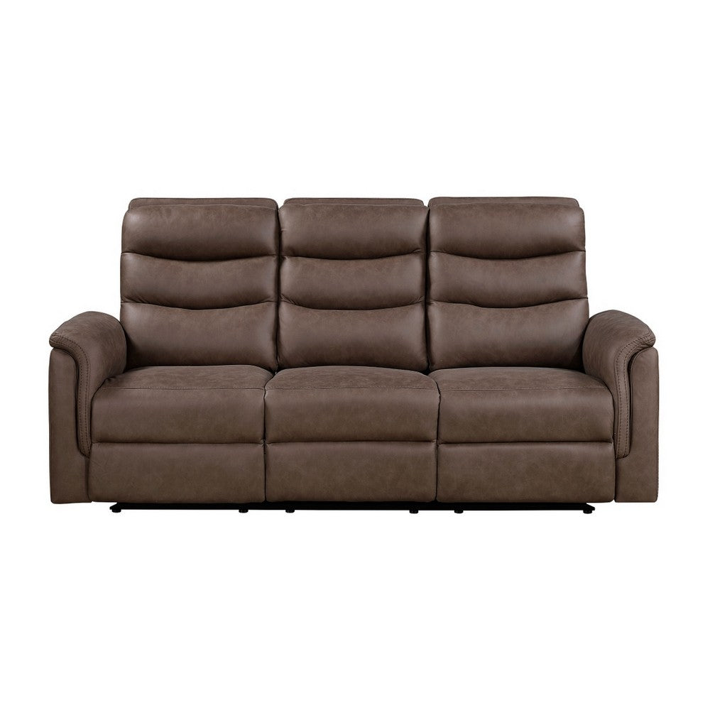 Meloni Double Glider Reclining Sofa | Drop-Down Table | Brown Microfiber