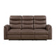 Meloni Double Glider Reclining Sofa | Drop-Down Table | Brown Microfiber